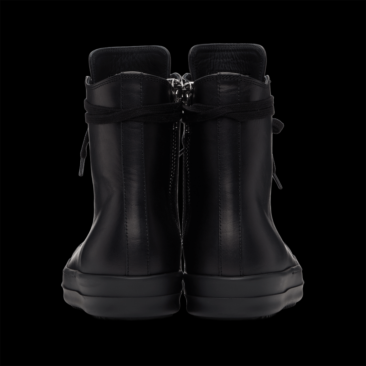 RICK OWENS BLACK LEATHER HIGH-TOP
