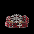 Chrome heart middle cross Pavé Diamonds red
