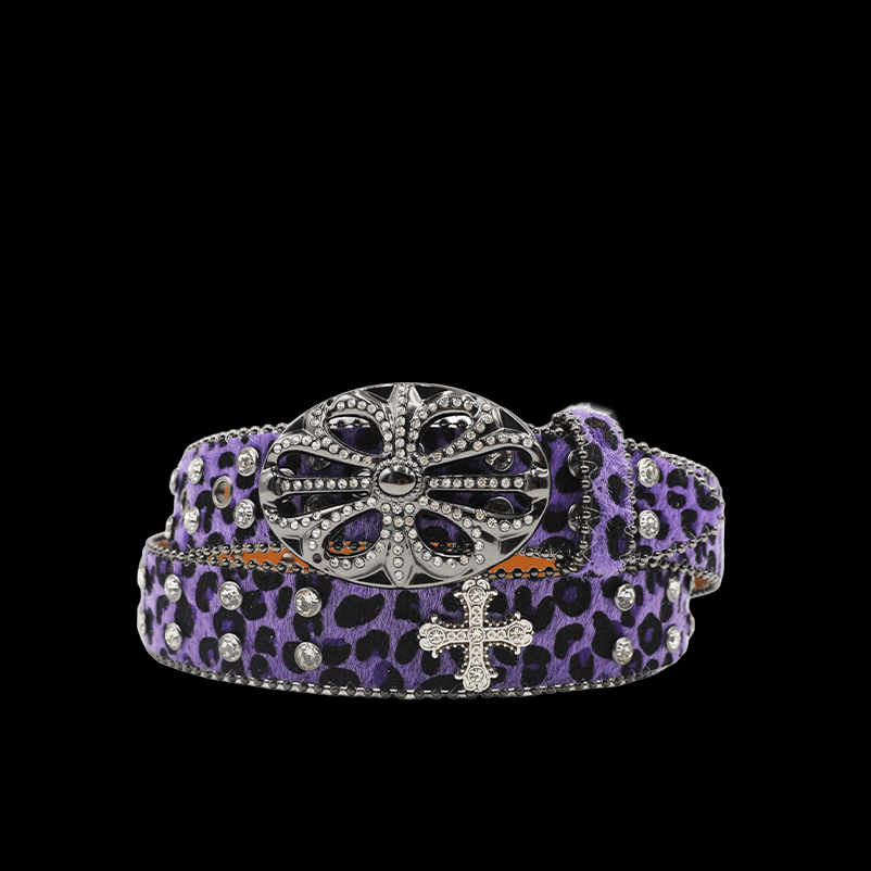 Chrome heart middle cross Pavé Diamonds Purple