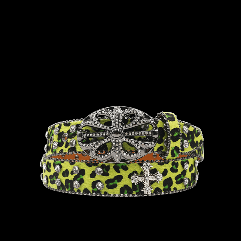 Chrome heart middle cross Pavé Diamonds green (FS)