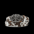 Chrome heart middle cross Pavé Diamonds brown cow (FS)