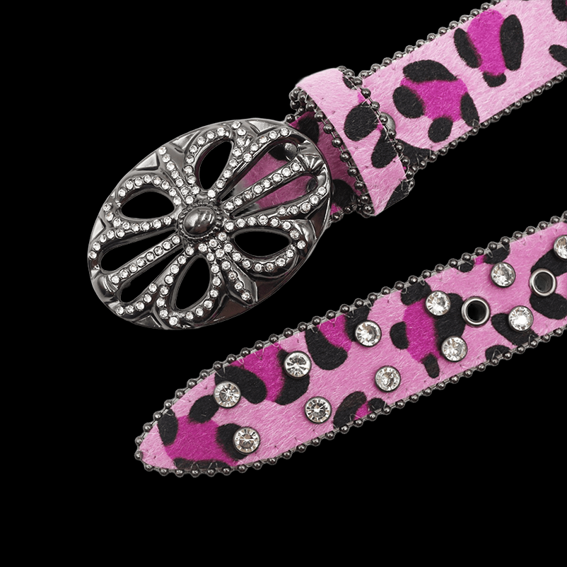 Chrome heart middle cross Pavé Diamonds pink (FS)