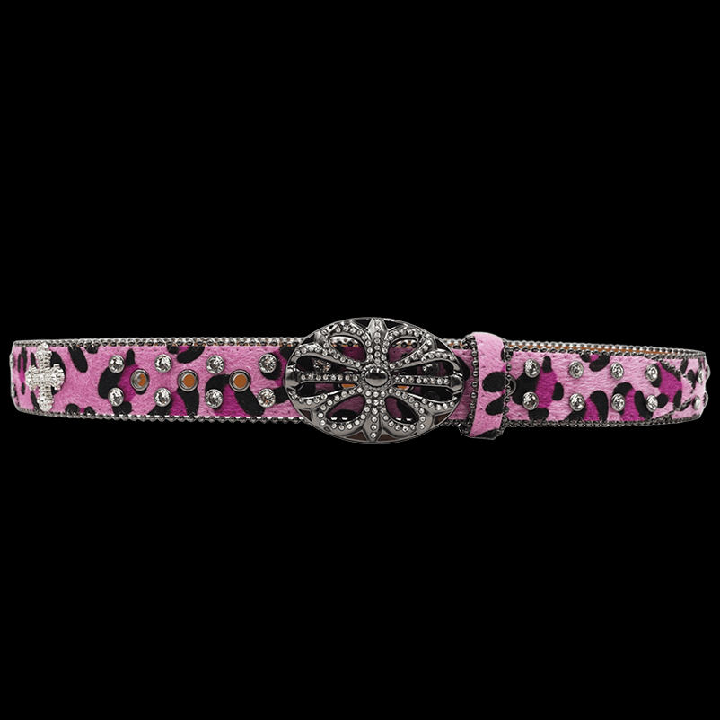 Chrome heart middle cross Pavé Diamonds pink (FS)