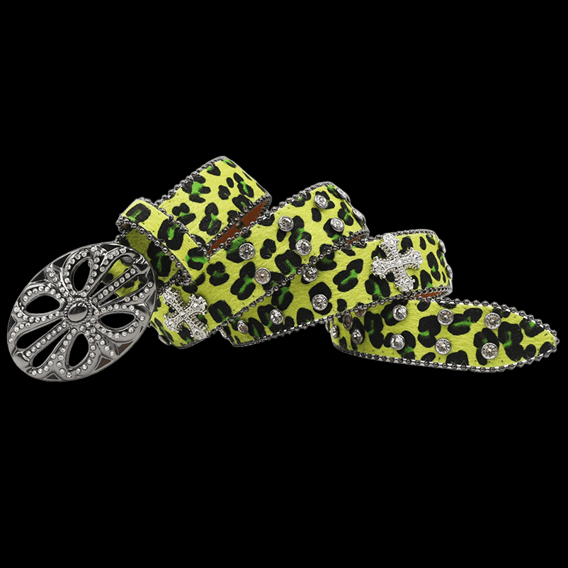 Chrome heart middle cross Pavé Diamonds green (FS)