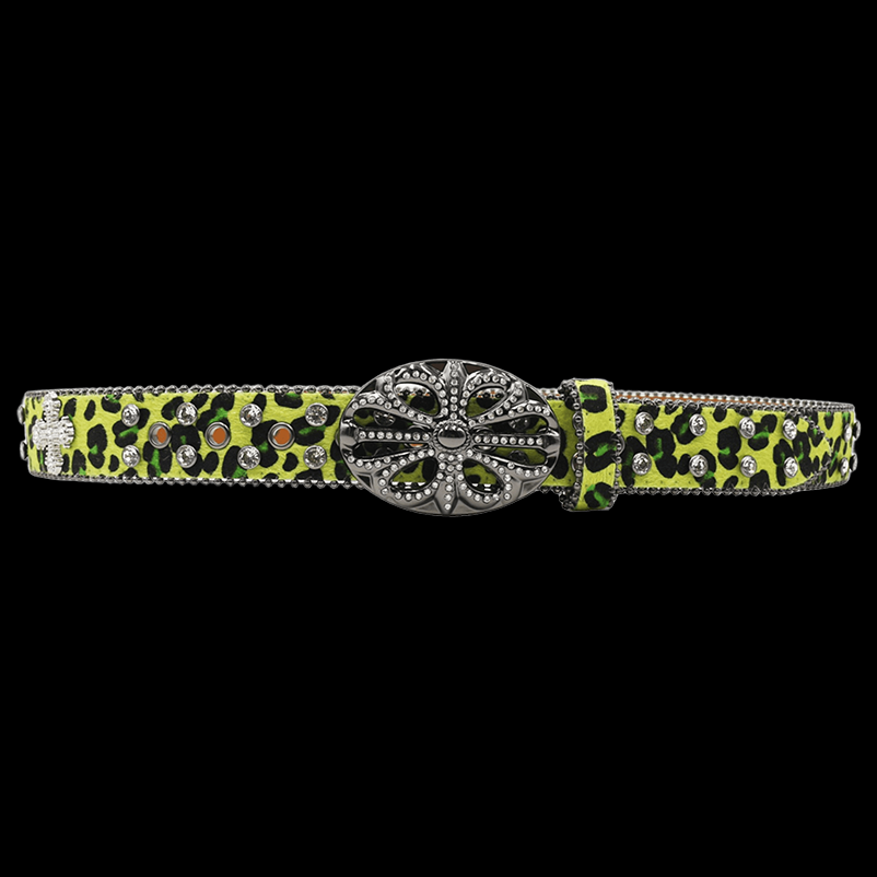 Chrome heart middle cross Pavé Diamonds green (FS)