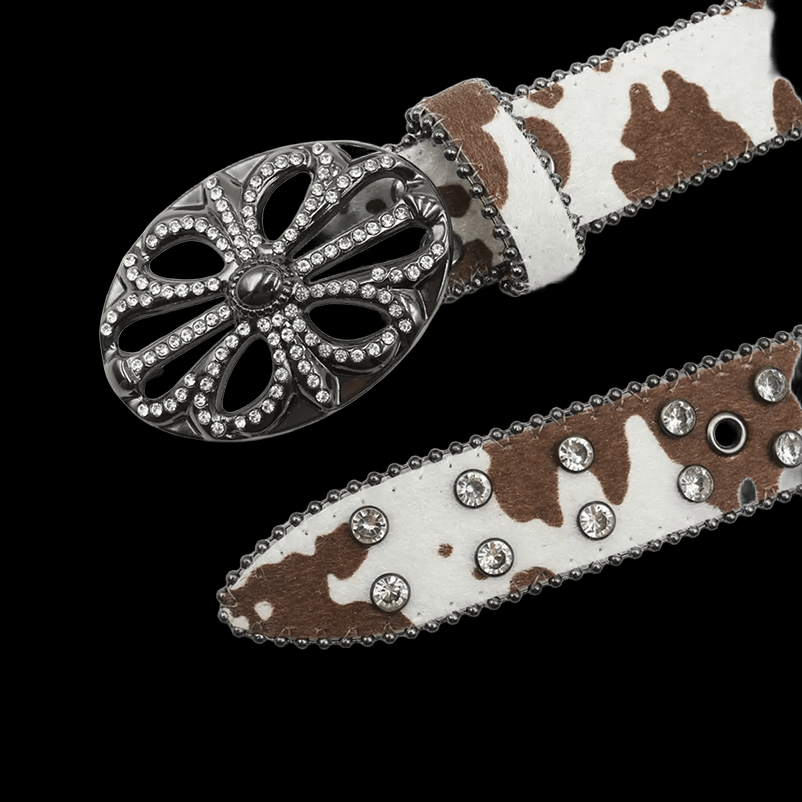 Chrome heart middle cross Pavé Diamonds brown cow (FS)