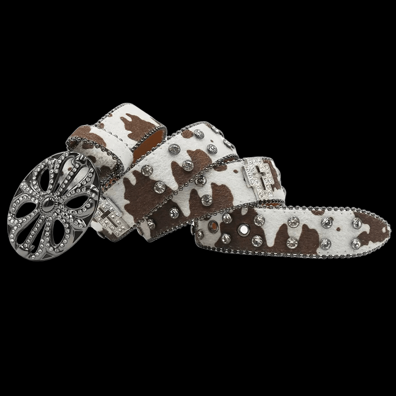 Chrome heart middle cross Pavé Diamonds brown cow (FS)