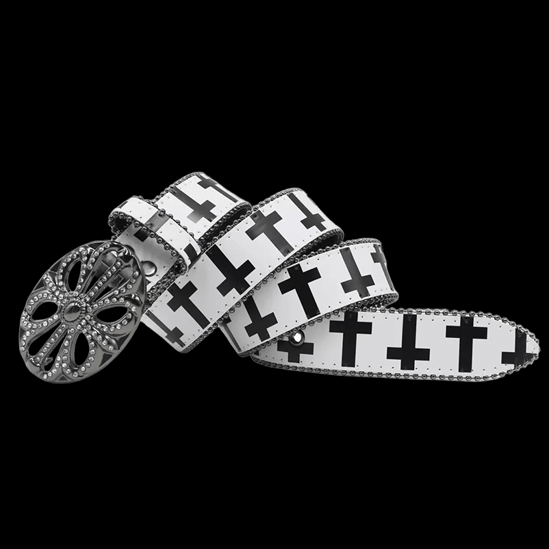 Chrome heart middle cross Pavé Diamonds white/black