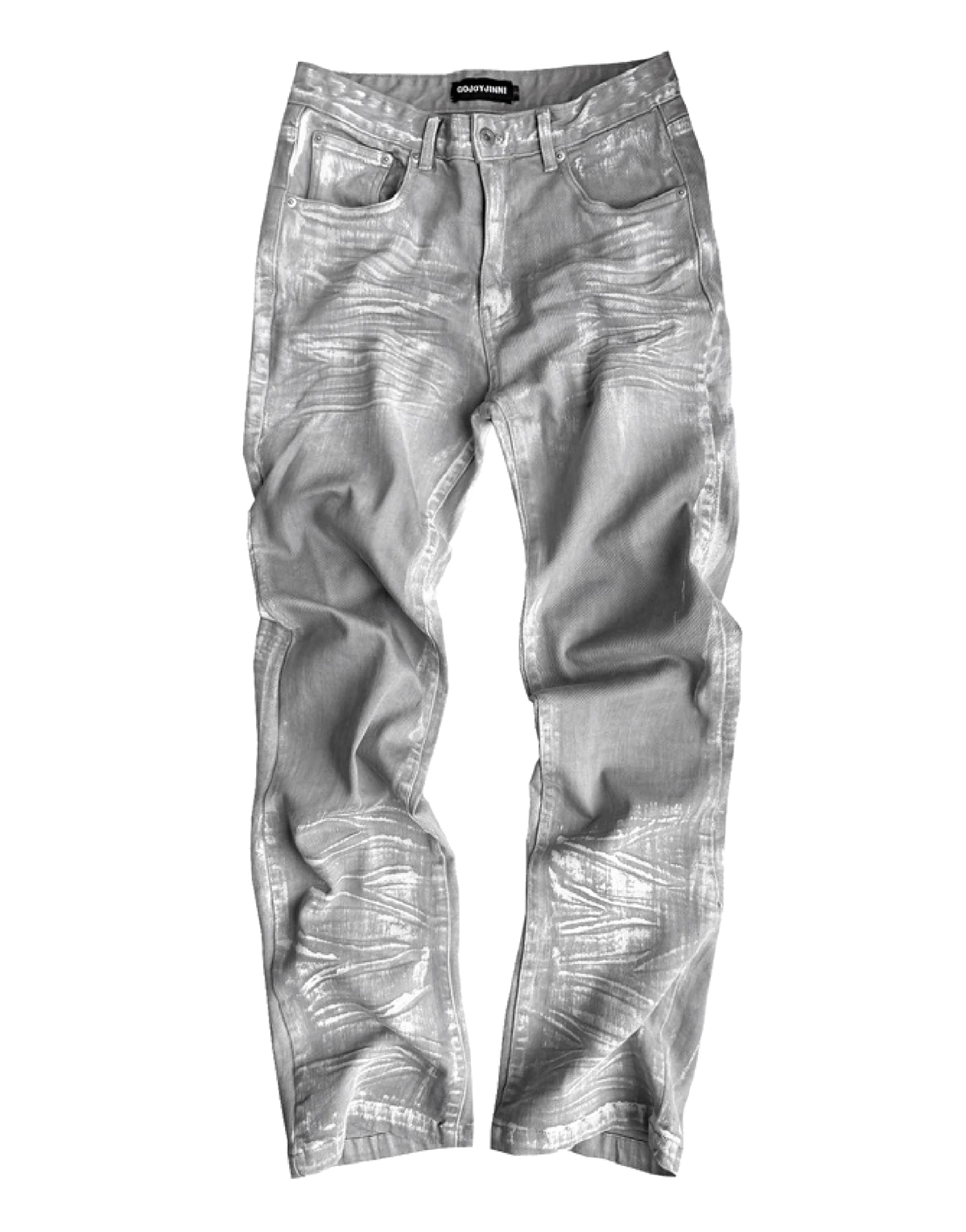 Milky Resin Waxed 3D Whisker Jeans