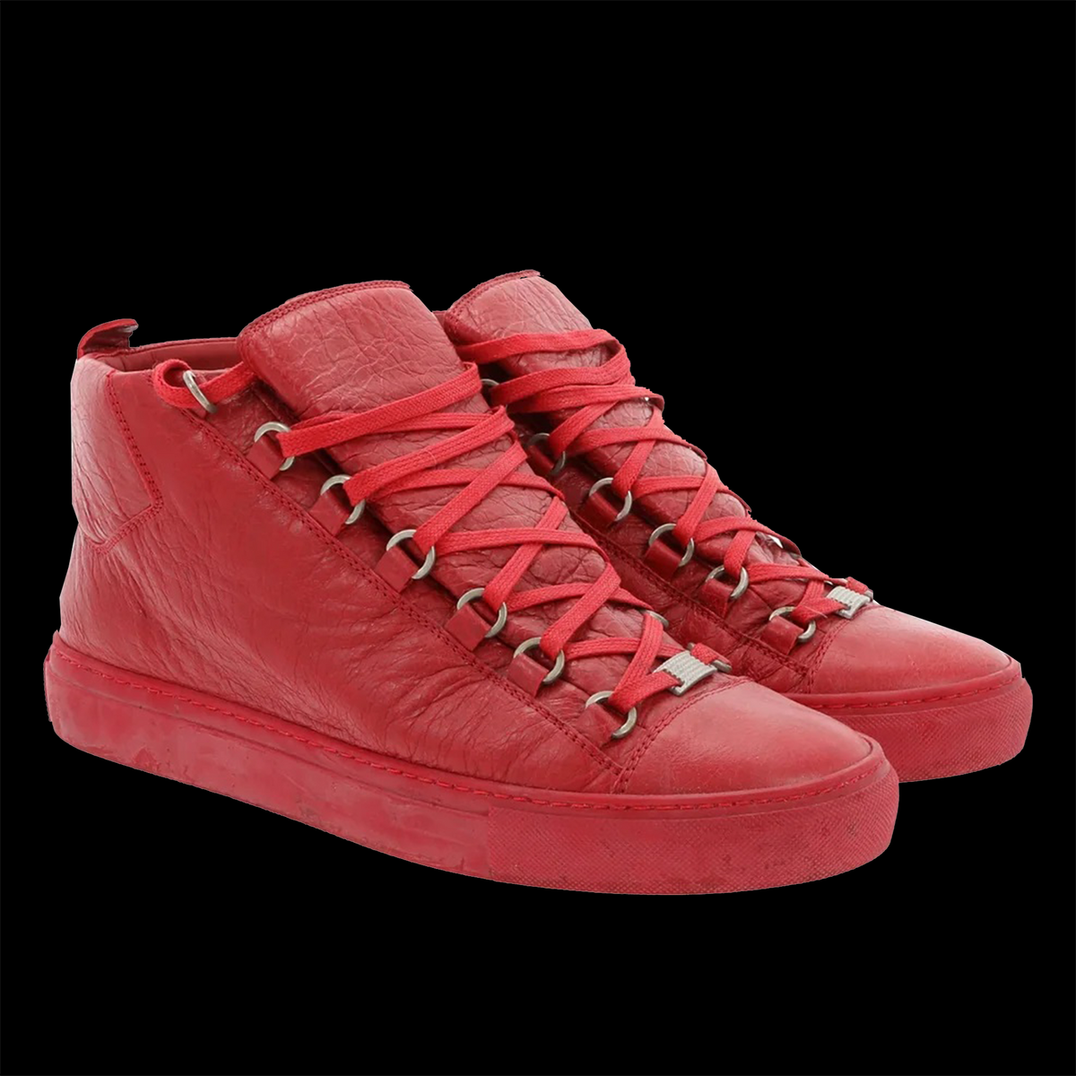 Balenciaga Arena High Sneakers in Red Leather