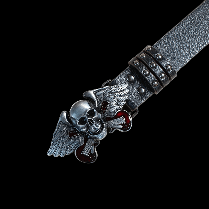 Skull biker belt / Black
