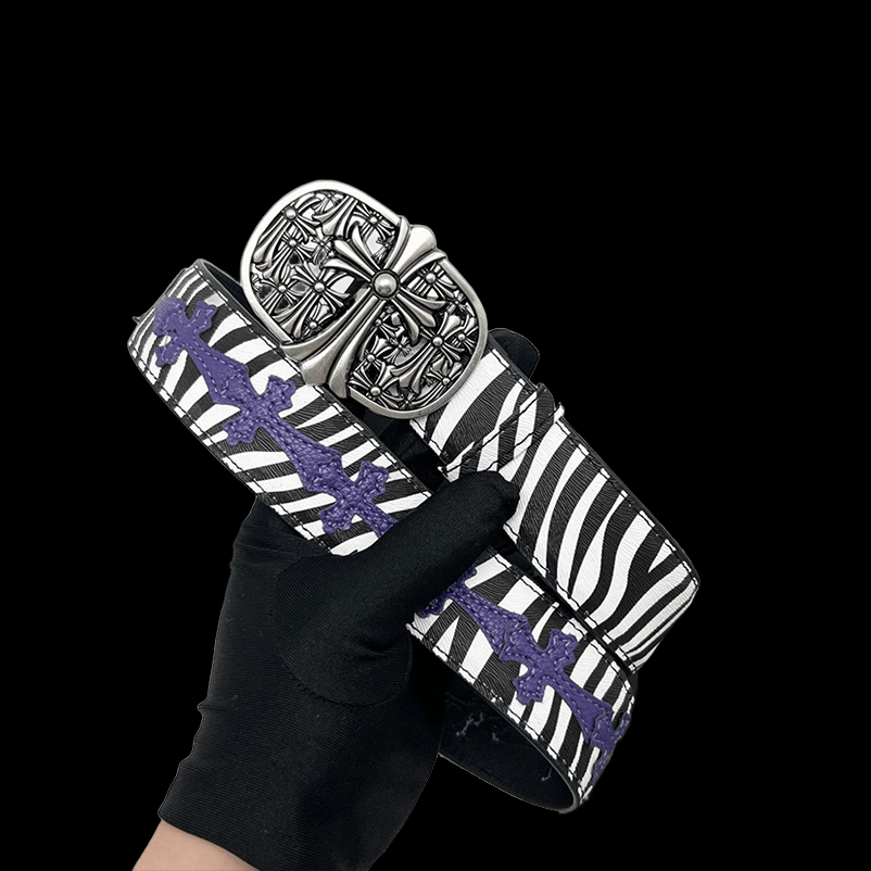 Chrome heart cross white cow/Purple